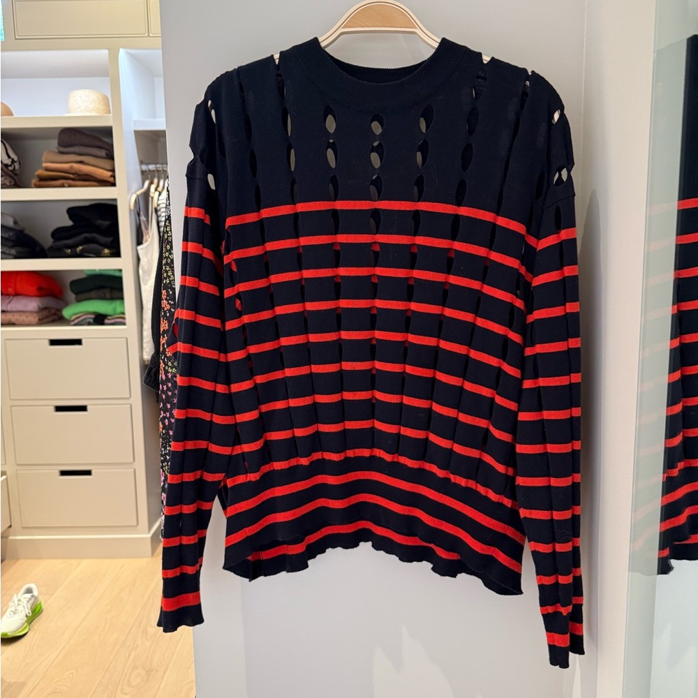 Alexander Wang Navy and Red Cutout Sweater